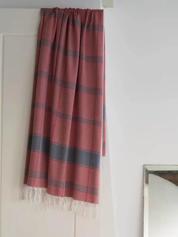 Bath towels - hammam towel Organic burgundy/dark blue - OTTOMANIA
