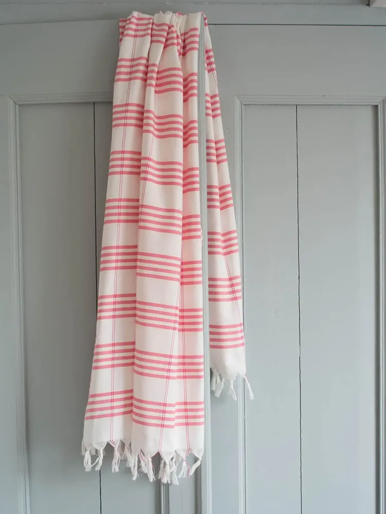 Serviettes de bain - fouta Organic rose bonbon - OTTOMANIA