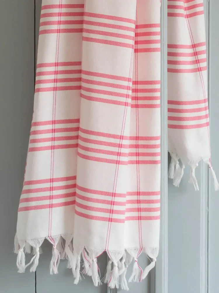 Serviettes de bain - fouta Organic rose bonbon Large - OTTOMANIA