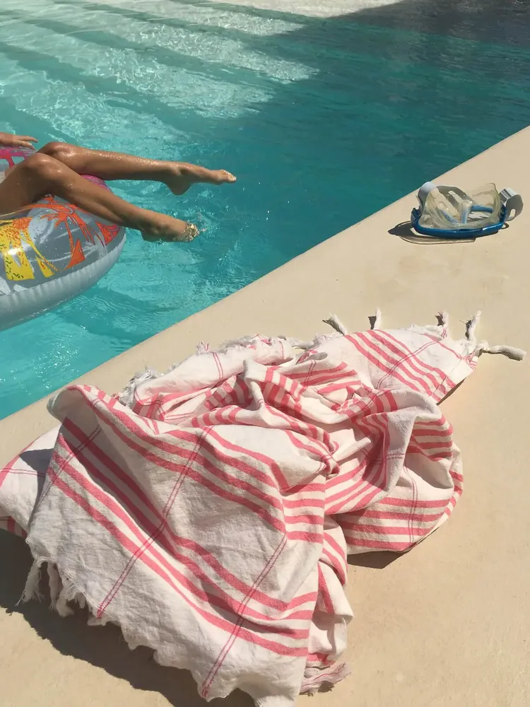 Serviettes de bain - fouta Organic rose bonbon Large - OTTOMANIA