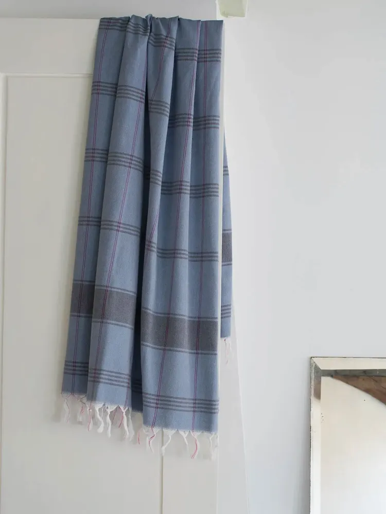 Bath towels - hammam towel Organic steel blue/dark blue - OTTOMANIA