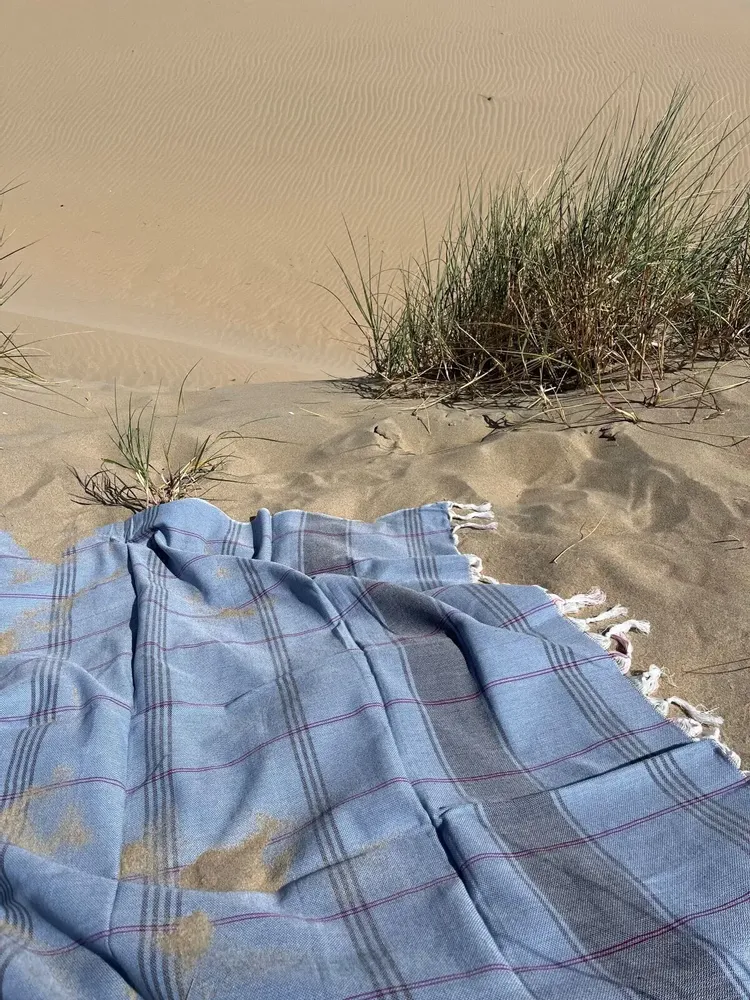 Bath towels - hammam towel Organic steel blue/dark blue - OTTOMANIA