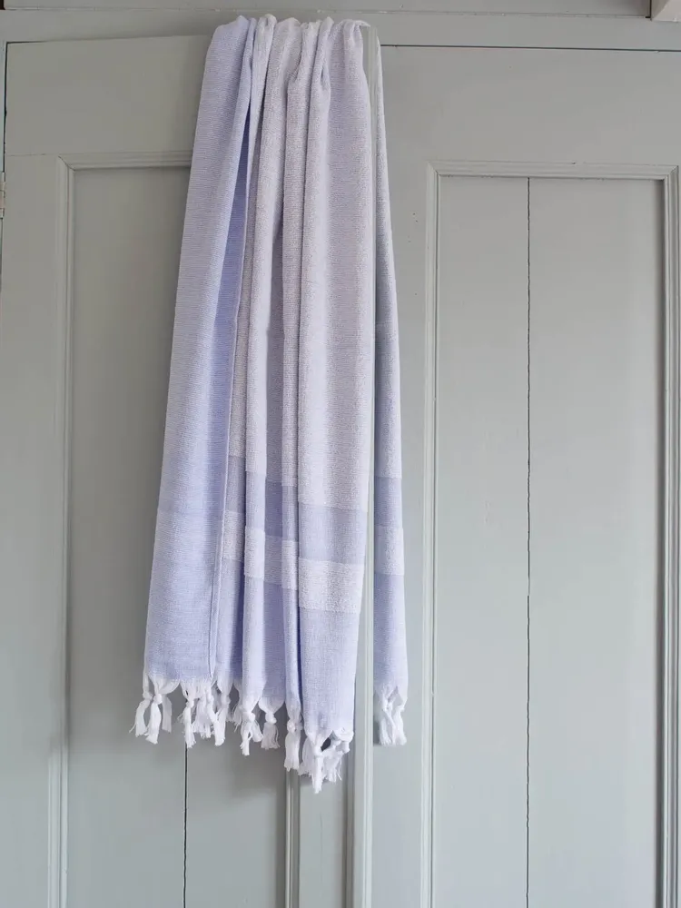 Pools - hamam towel with terry cloth, lavender blue - OTTOMANIA