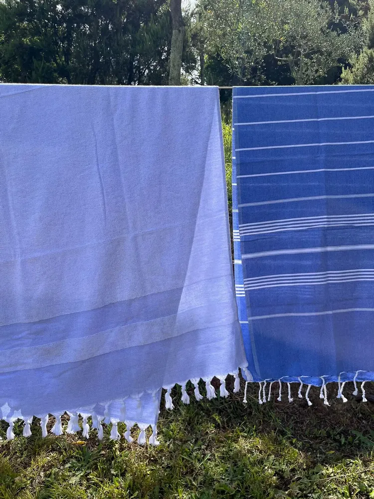 Pools - hamam towel with terry cloth, lavender blue - OTTOMANIA