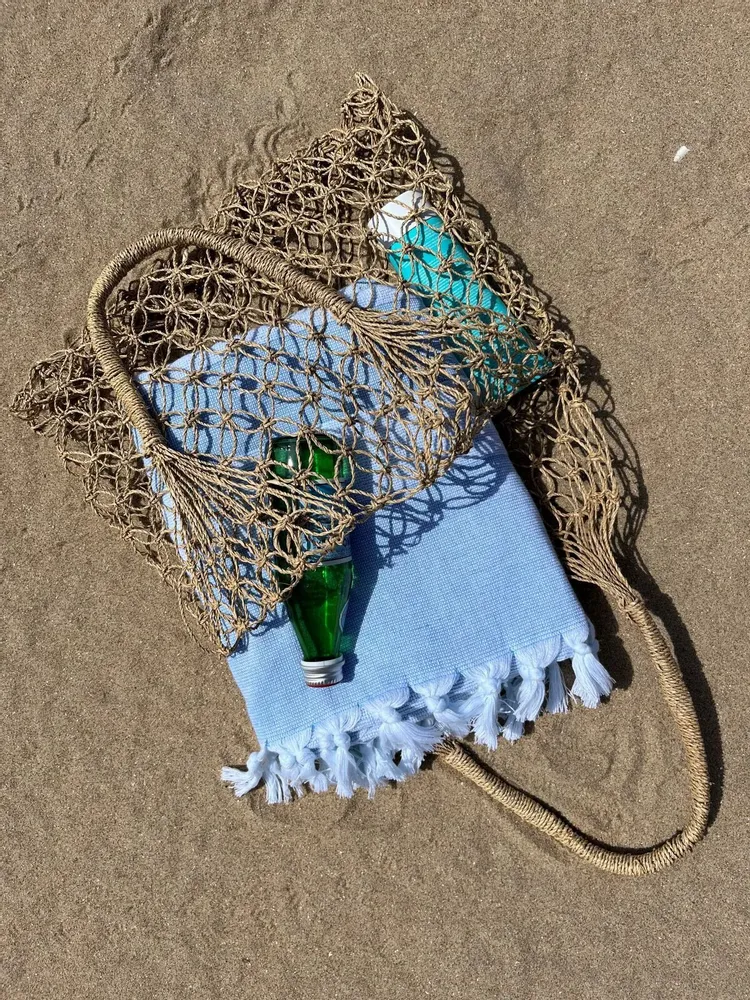 Pools - hammam towel with terry cloth, ocean blue - OTTOMANIA