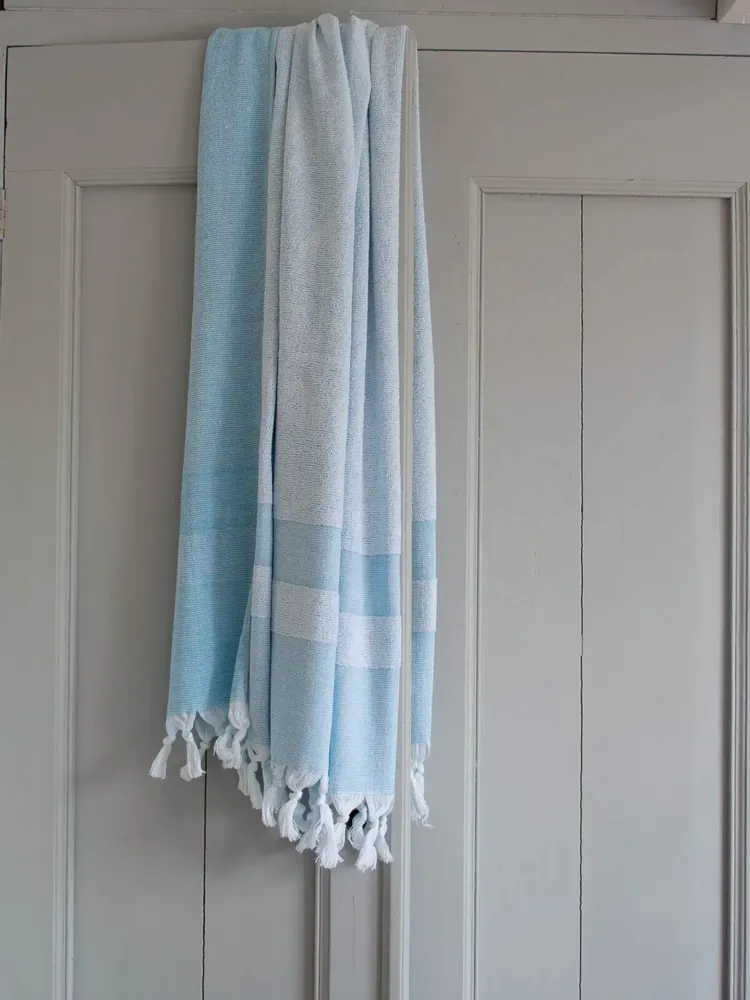 Pools - hammam towel with terry cloth, aqua - OTTOMANIA