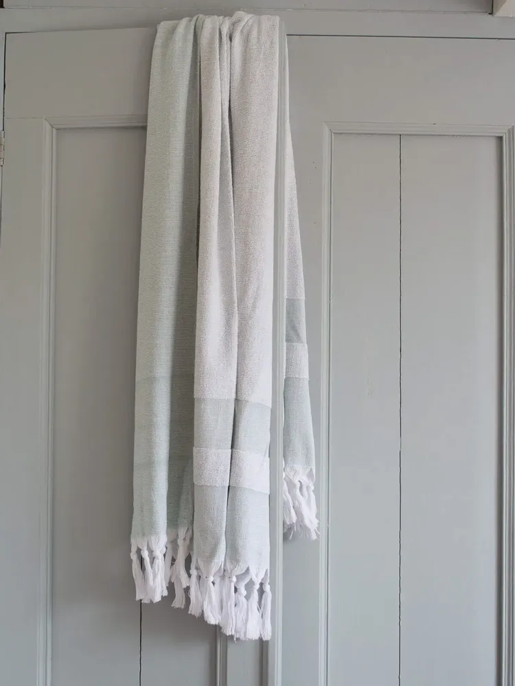 Pools - hammam towel with terry cloth, grey-green - OTTOMANIA