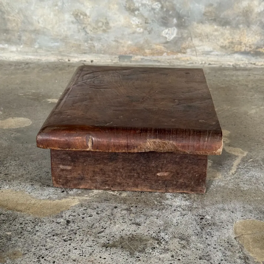 Repose-pieds - Petit tabouret d'appoint en teck upcyclé épais brun (3272) - OFFICE OBJETS