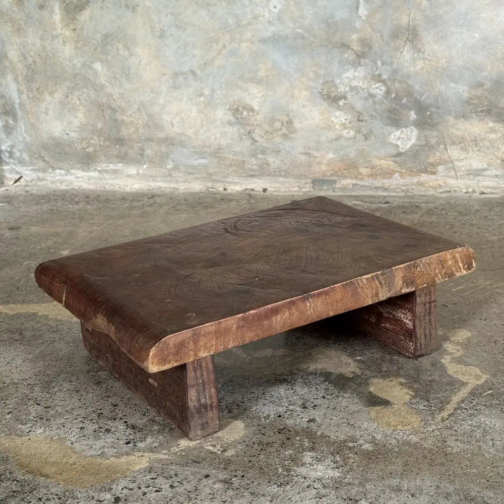 Repose-pieds - Petit tabouret d'appoint en teck upcyclé épais brun (3272) - OFFICE OBJETS