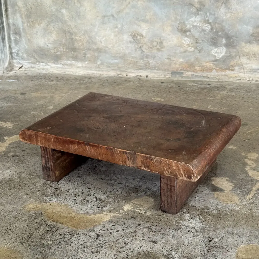 Repose-pieds - Petit tabouret d'appoint en teck upcyclé épais brun (3272) - OFFICE OBJETS