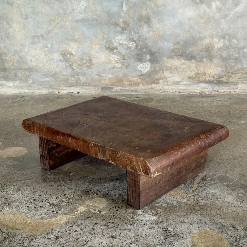 Repose-pieds - Petit tabouret d'appoint en teck upcyclé épais brun (3272) - OFFICE OBJETS