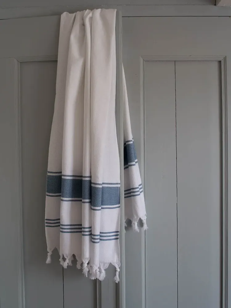 Other bath linens - hammam towel white/jeans blue - OTTOMANIA