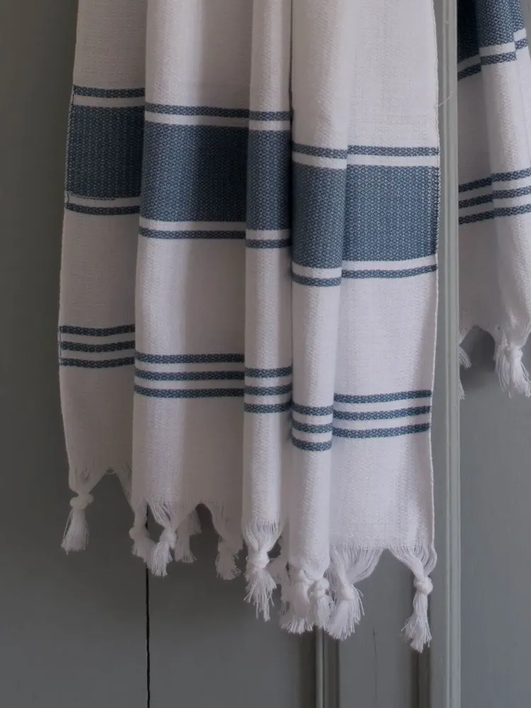 Other bath linens - hammam towel white/jeans blue - OTTOMANIA