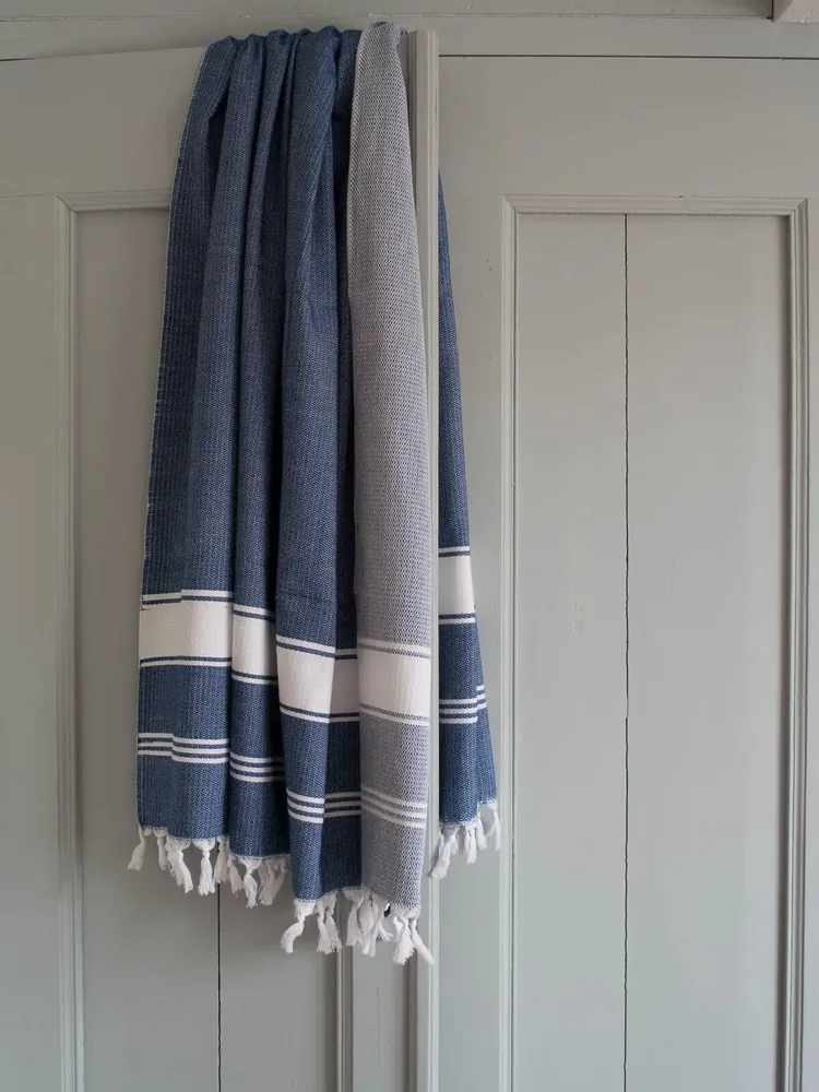 Other bath linens - hammam towel navy blue/white - OTTOMANIA