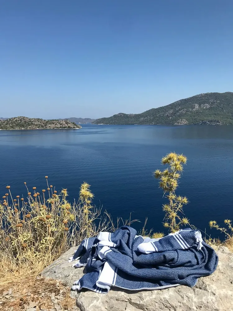 Other bath linens - hammam towel navy blue/white - OTTOMANIA