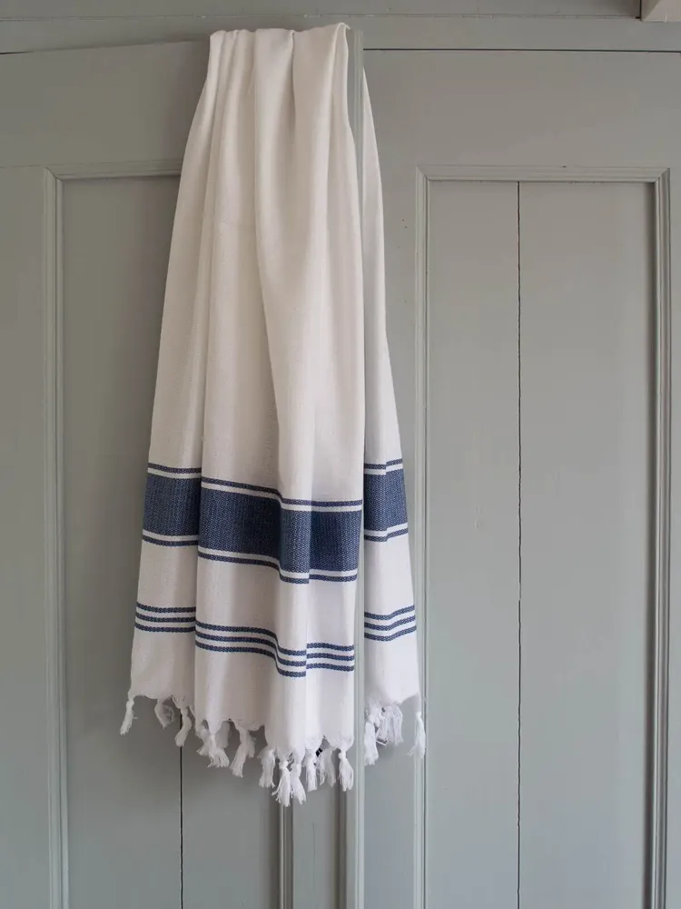 Autres linges de bain - fouta blanc/bleu marine - OTTOMANIA