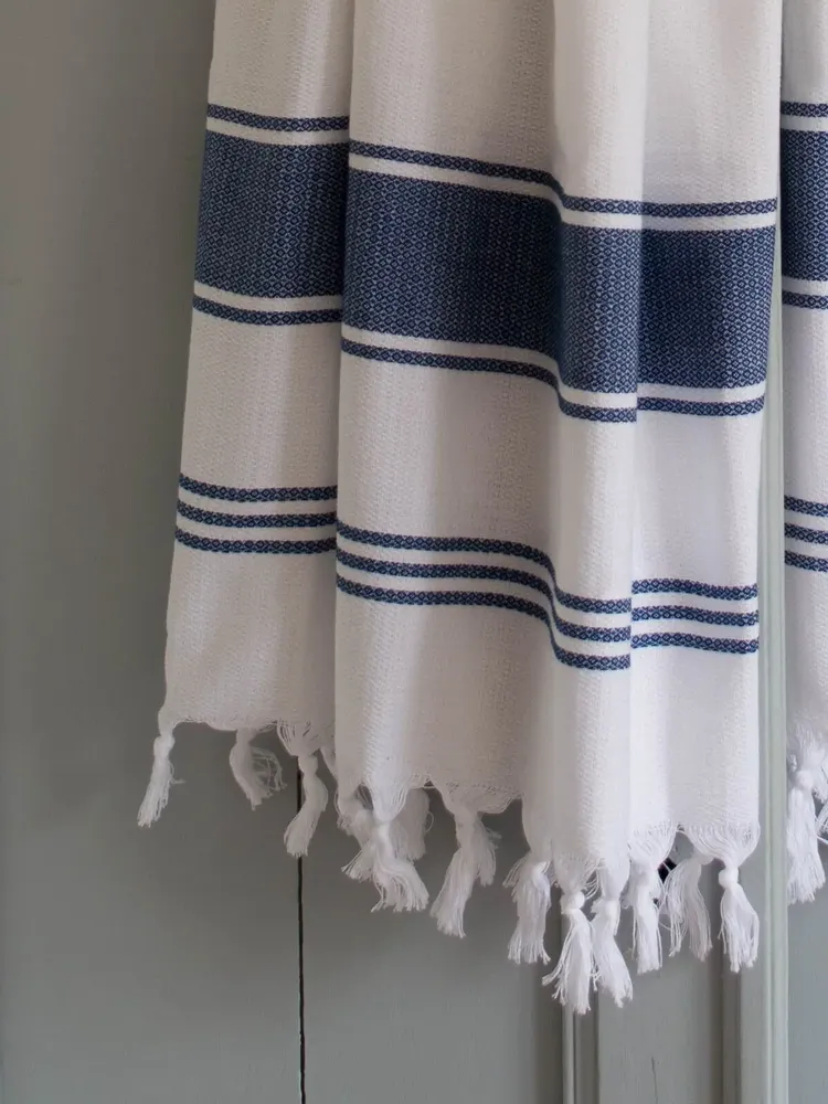 Autres linges de bain - fouta blanc/bleu marine - OTTOMANIA