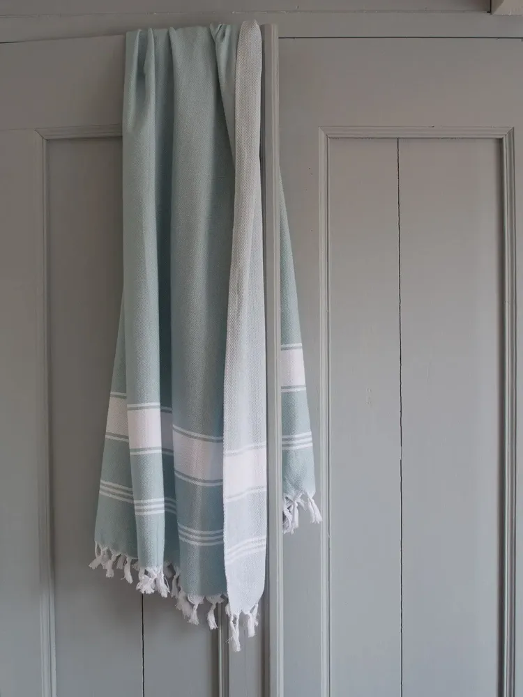 Autres linges de bain - fouta vert de mer/blanc - OTTOMANIA