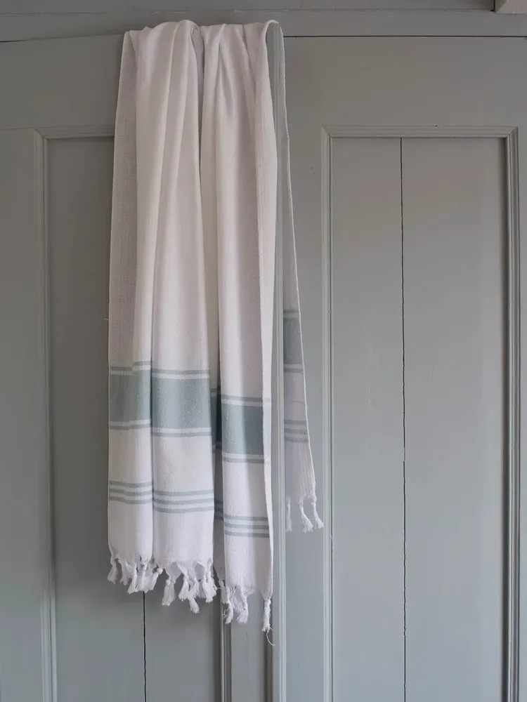 Other bath linens - hammam towel white/sea green - OTTOMANIA
