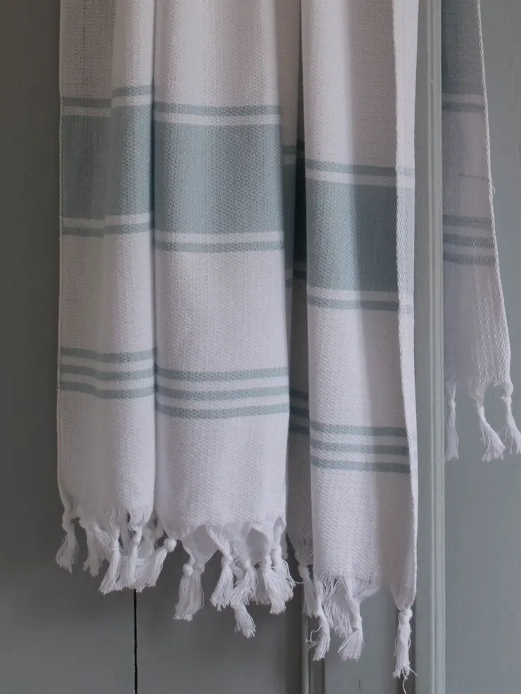 Other bath linens - hammam towel white/sea green - OTTOMANIA