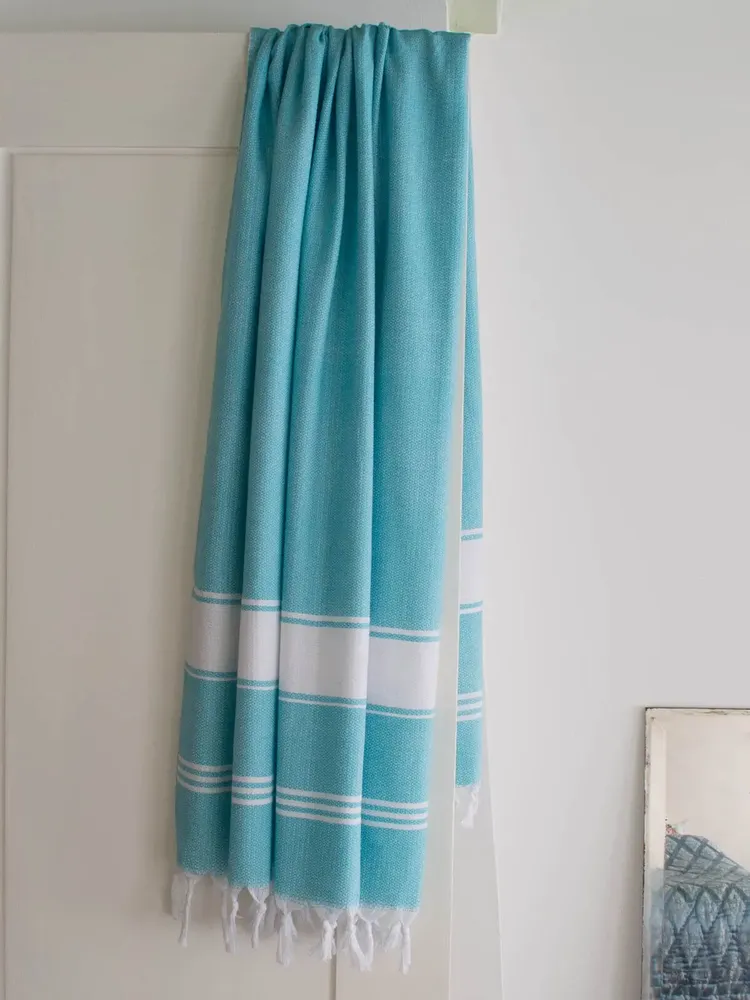 Autres linges de bain - fouta aqua/blanc - OTTOMANIA