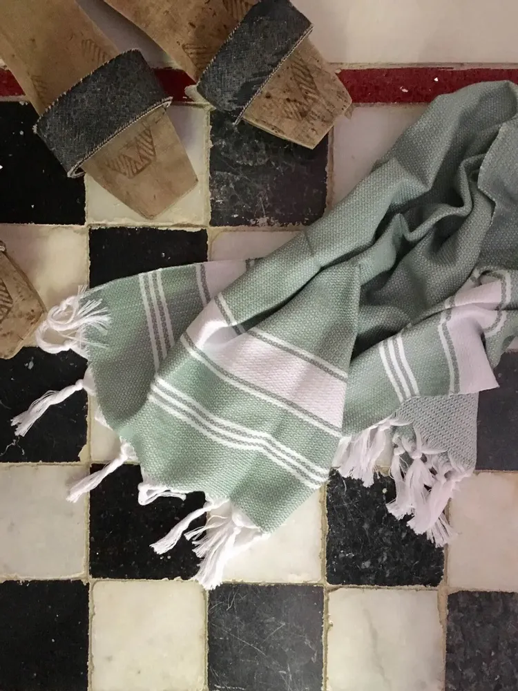 Other bath linens - hammam towel grey-green/white - OTTOMANIA