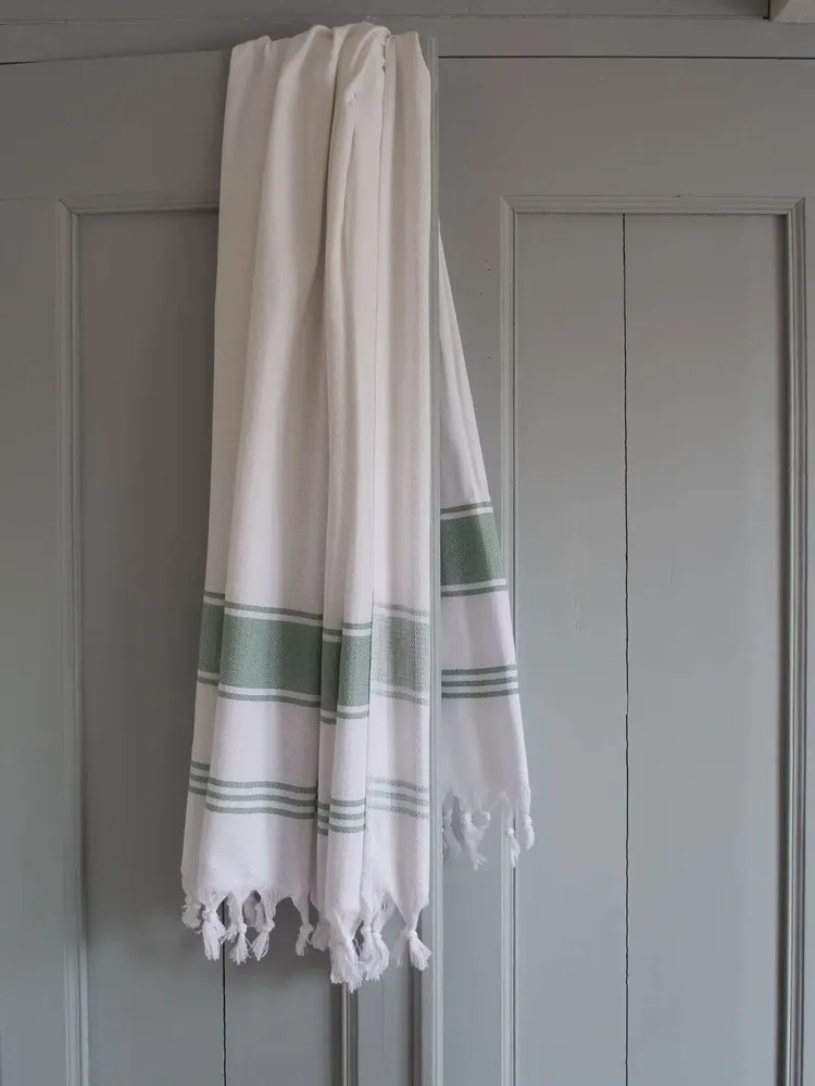 Other bath linens - hammam towel white/grey-green - OTTOMANIA