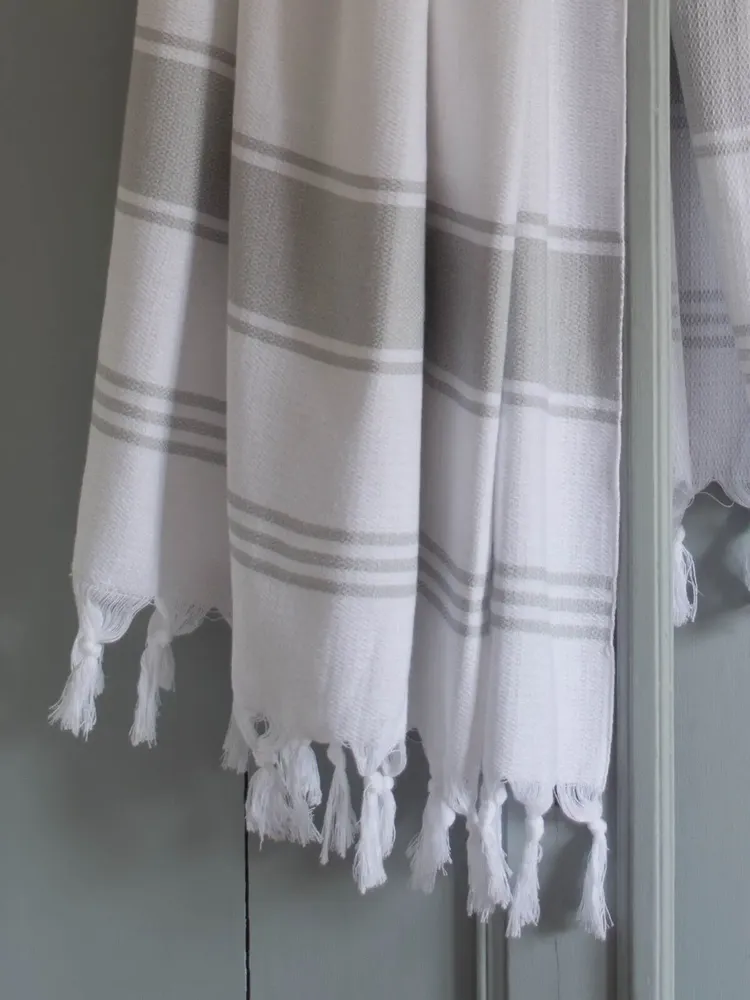 Autres linges de bain - fouta blanc/gris clair - OTTOMANIA