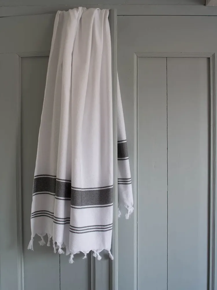 Other bath linens - hammam towel white/dark grey - OTTOMANIA