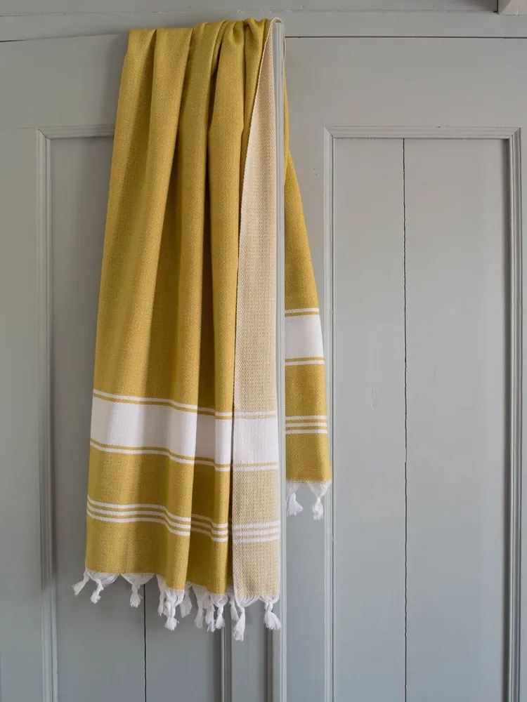Autres linges de bain - fouta moutarde/blanc - OTTOMANIA