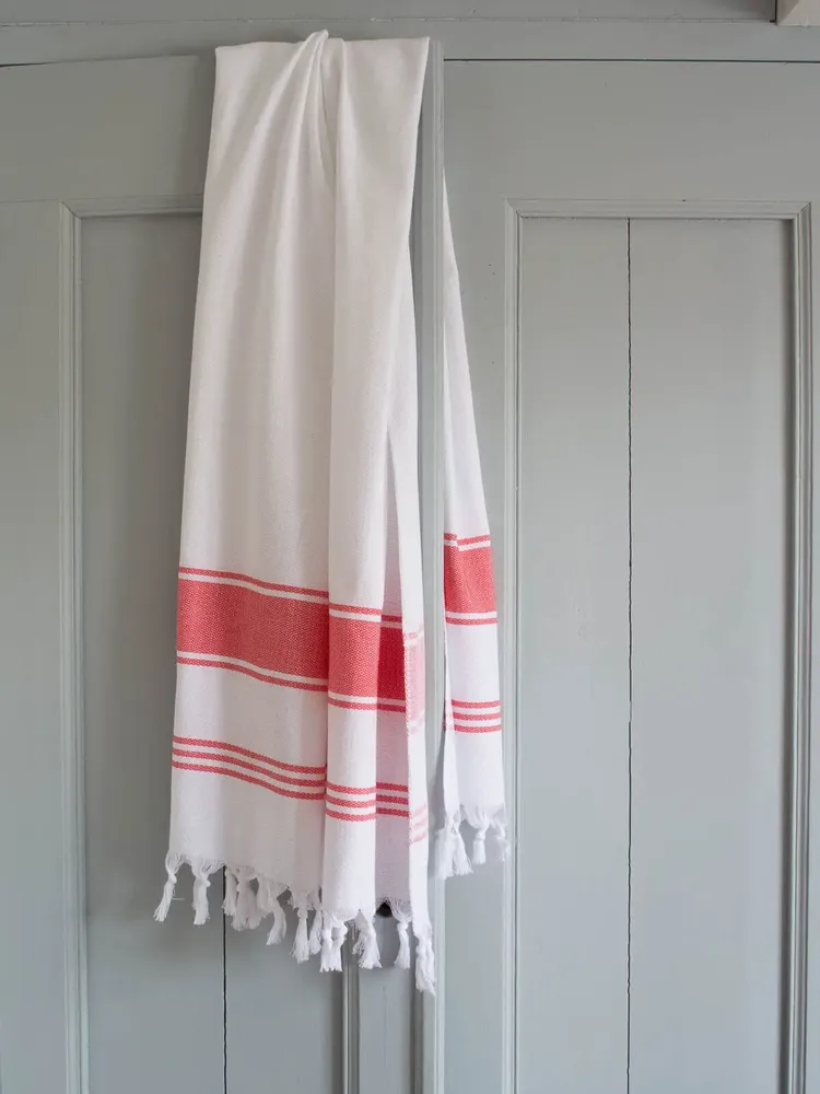 Other bath linens - hammam towel white/coral red - OTTOMANIA