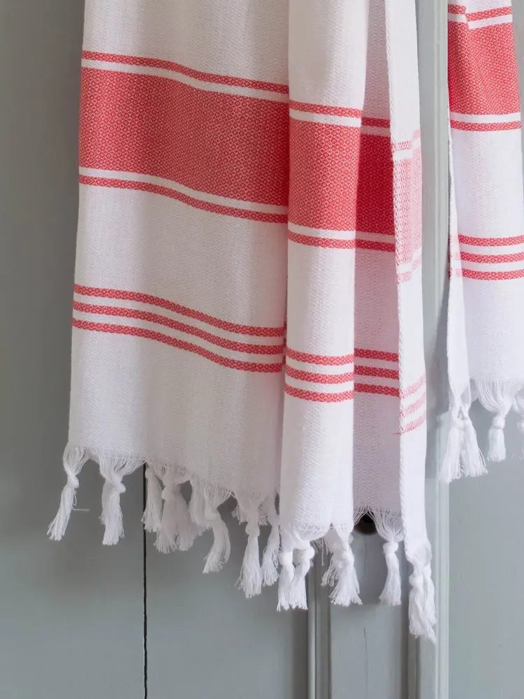 Other bath linens - hammam towel white/coral red - OTTOMANIA