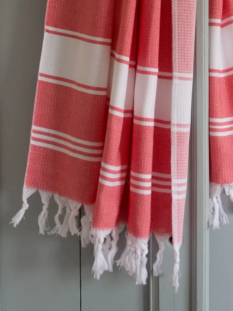 Other bath linens - hammam towel coral red/white - OTTOMANIA