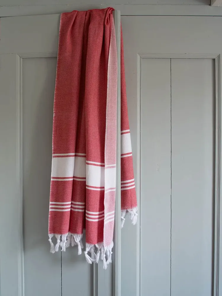 Other bath linens - hammam towel brick red/white - OTTOMANIA