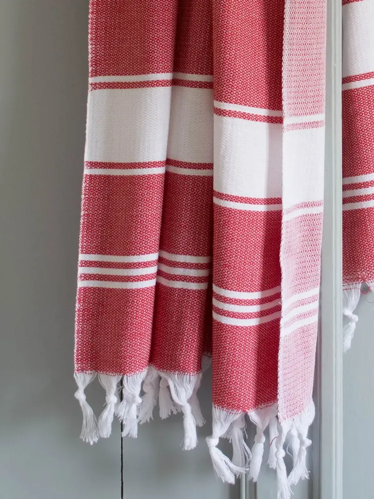 Other bath linens - hammam towel brick red/white - OTTOMANIA