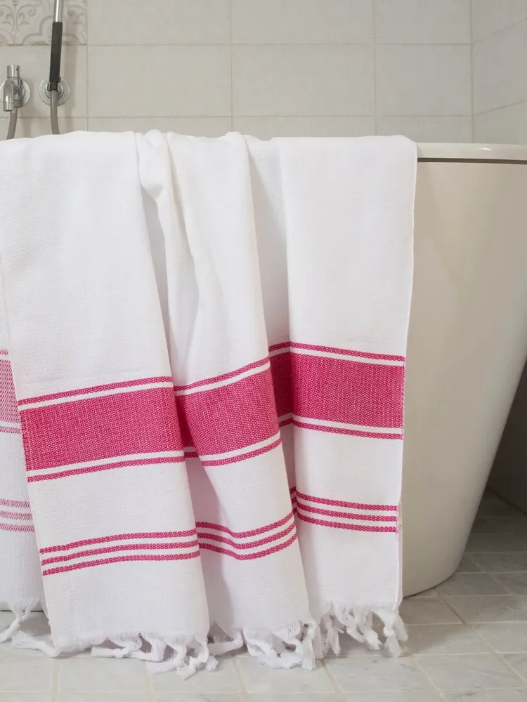 Other bath linens - hammam towel white/fuchsia - OTTOMANIA