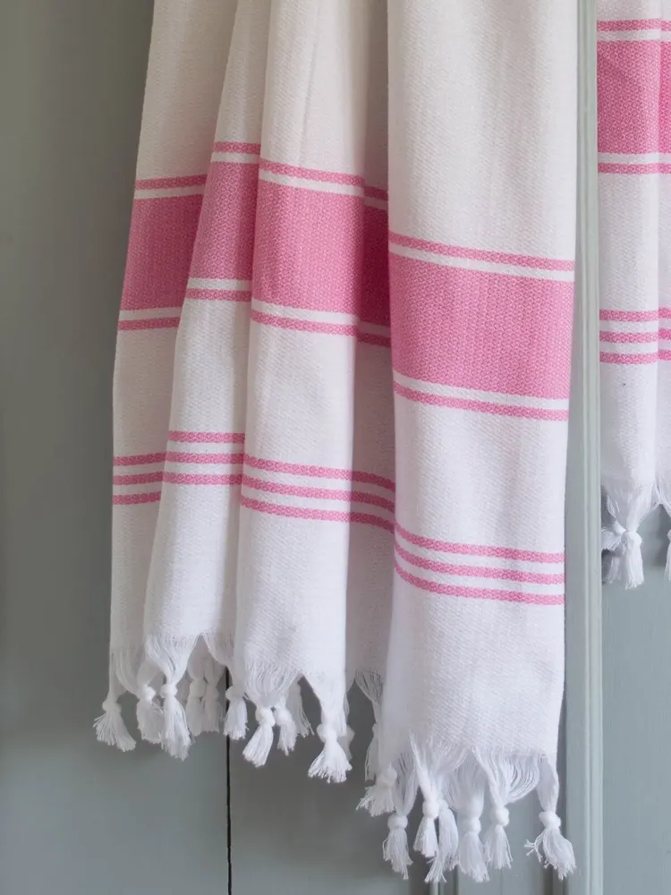 Autres linges de bain - fouta blanc/rose sorbet - OTTOMANIA