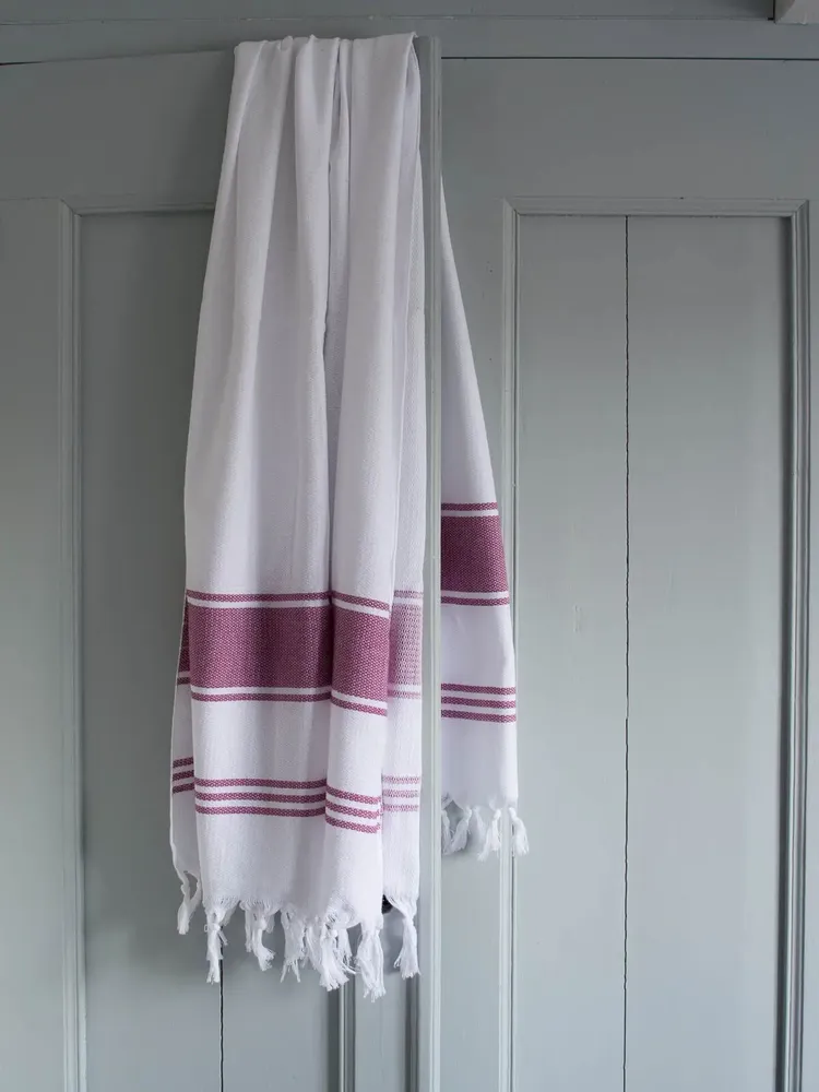 Other bath linens - hammam towel white/raspberry - OTTOMANIA