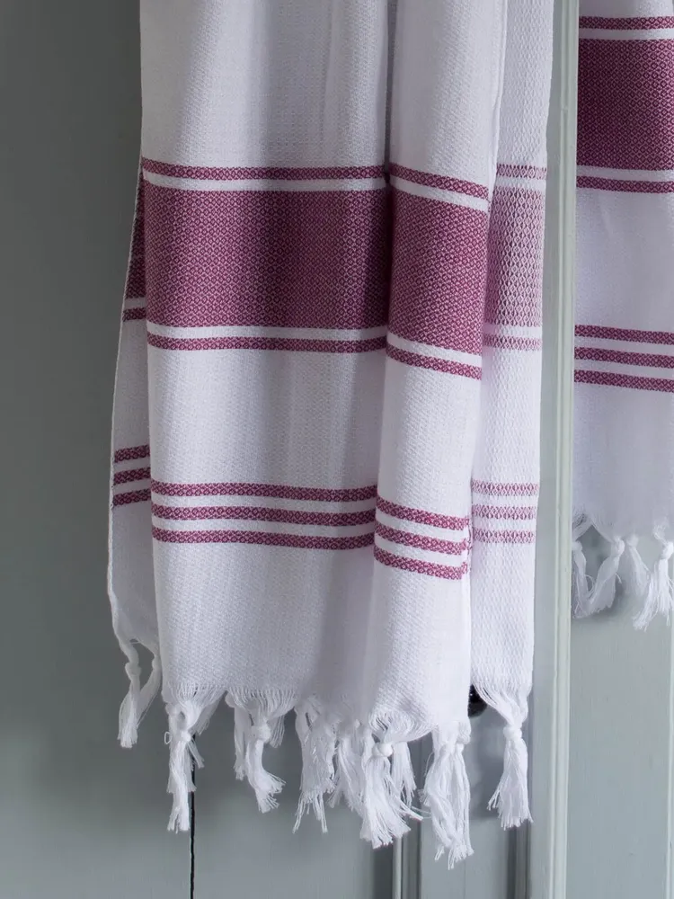 Other bath linens - hammam towel white/raspberry - OTTOMANIA