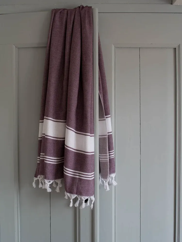 Other bath linens - hammam towel aubergine/white - OTTOMANIA