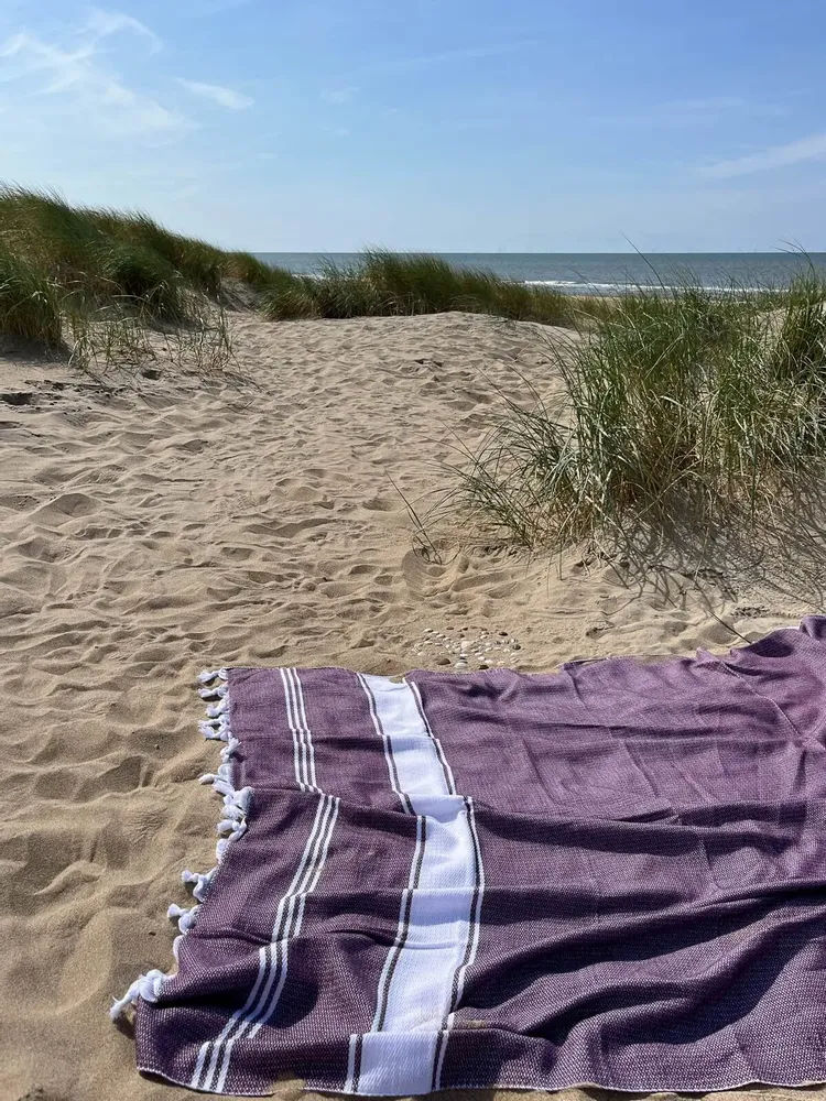 Other bath linens - hammam towel aubergine/white - OTTOMANIA