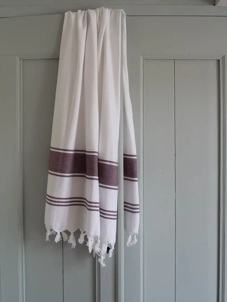 Other bath linens - hammam towel white/aubergine - OTTOMANIA