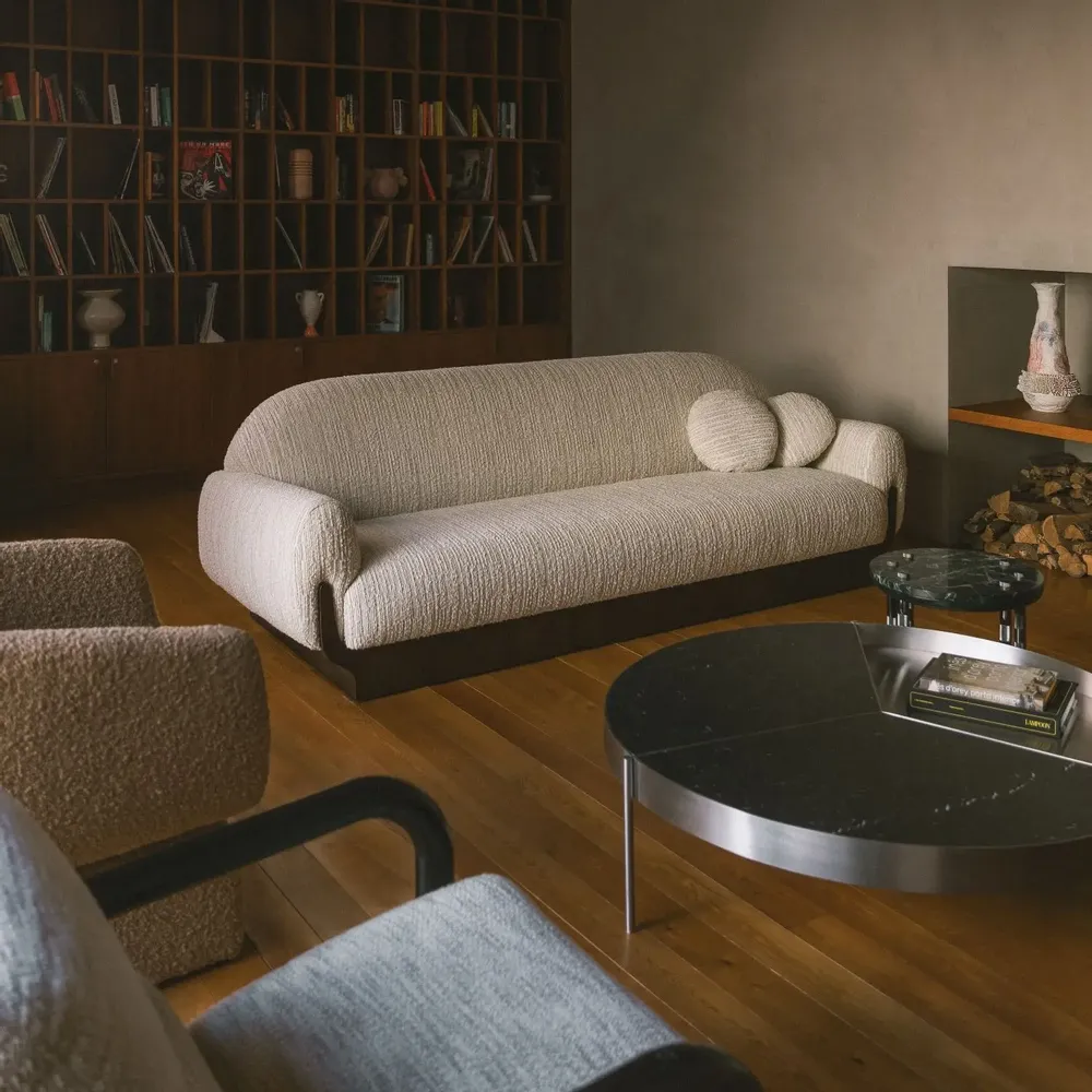 Tables pour hôtels - Table Basse ronde Ray avec Structure laiton, marbre Nero Marquina - DUISTT