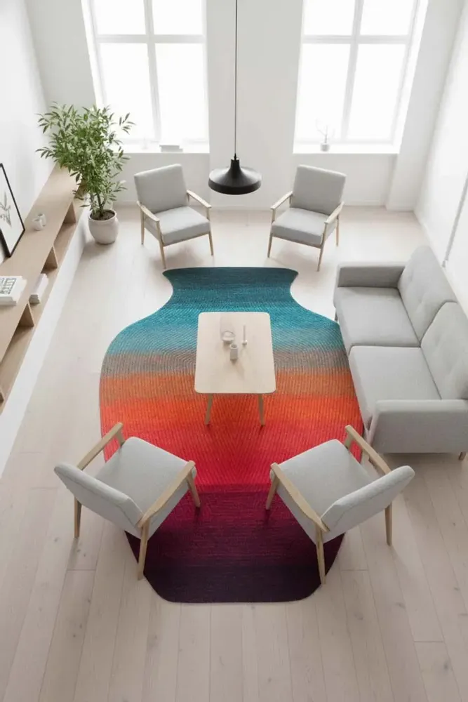 Contemporary carpets - Contemporary Hand Woven Matka Wool Area Rug, Handmade in India - NUZRAT CARPET EMPORIOUM