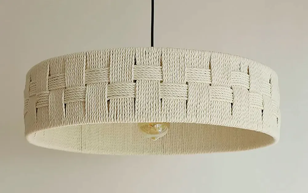 Design objects - TRAMAS. Woven Textural Cotton Ceiling Lamp - MONA PIGLIACAMPO . ATELIER SOL DE MAYO