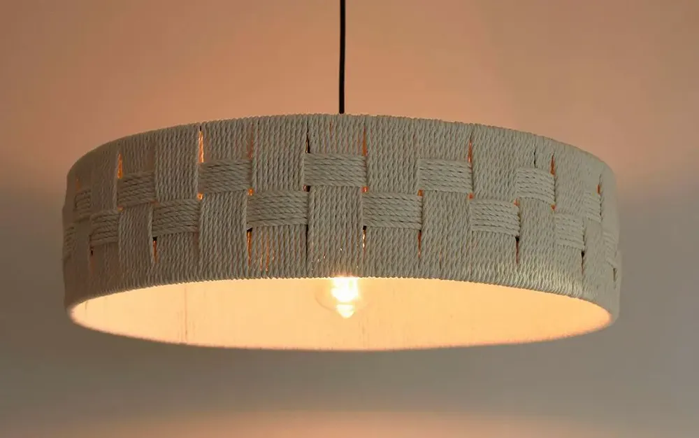 Design objects - TRAMAS. Woven Textural Cotton Ceiling Lamp - MONA PIGLIACAMPO . ATELIER SOL DE MAYO