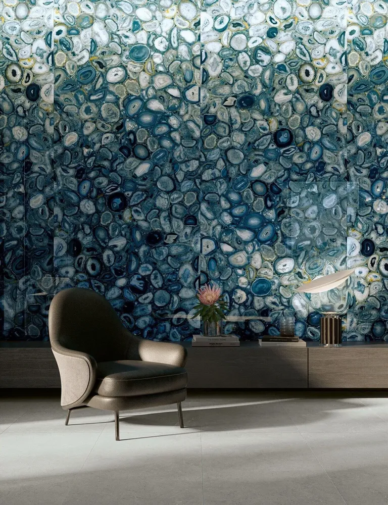 Indoor floor coverings - Porcelain Tile Marble Effect Blue Polished 60x120 - EABE1503 - CERAMISHOP