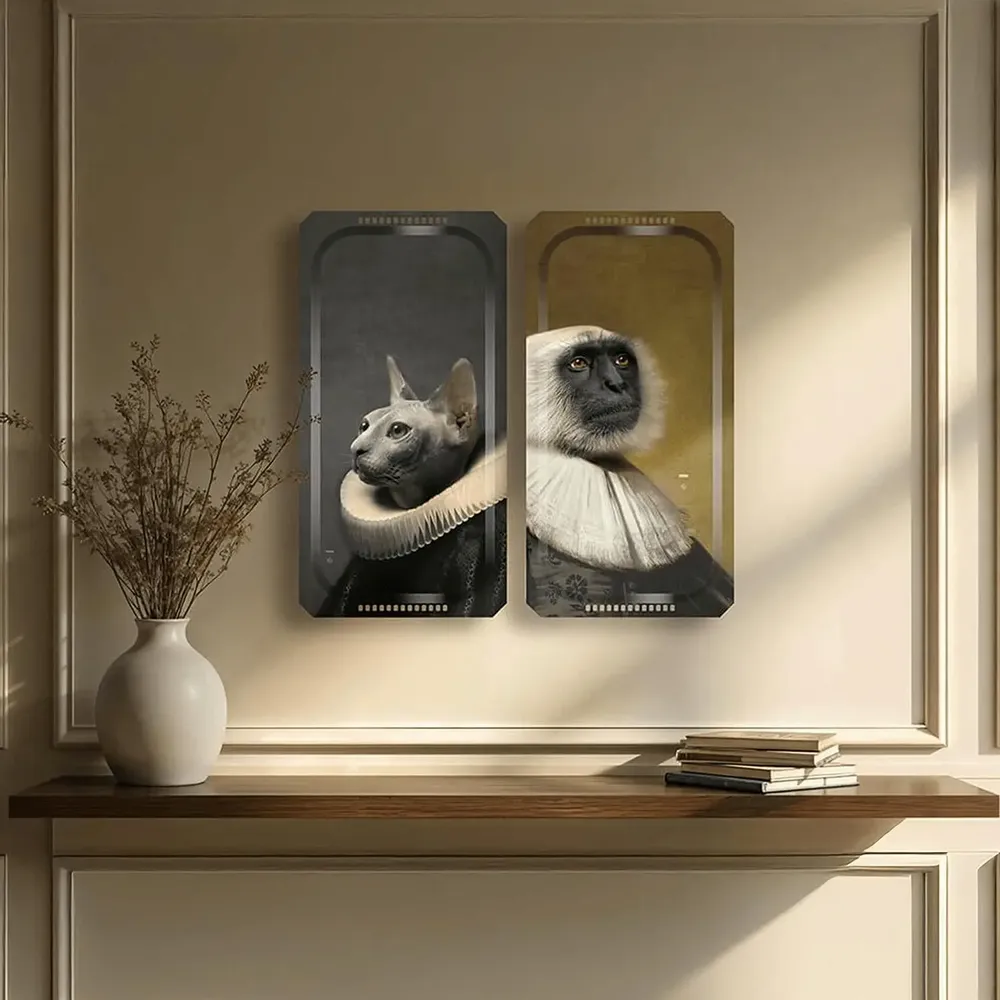 Plateaux - Le Singe et le Chat - plateau décoratif mural - IBRIDE