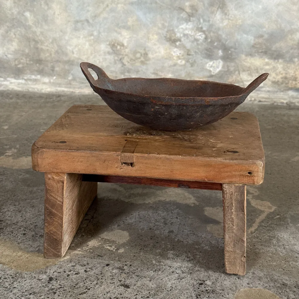 Tabourets - Petit tabouret d'appoint en teck upcyclé clair (3276) - OFFICE OBJETS