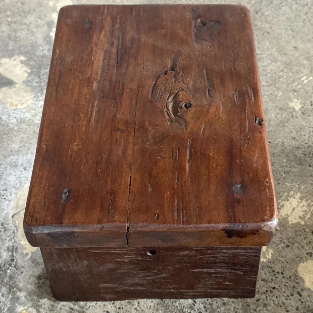 Stools - Small organic chocolate brown upcycled teak side stool - OFFICE OBJETS